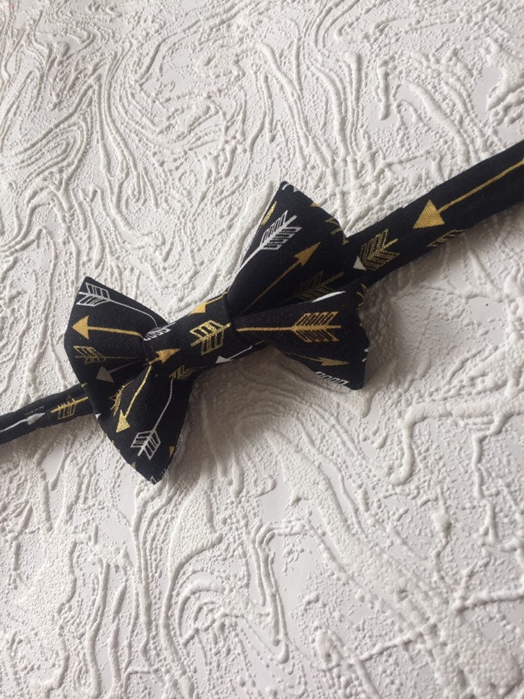Arrow Bow Tie, Black and gold Bow, Kids Bow Tie, Bowtie, silver bow tie, Mens Bow Tie, Toddler Bow Tie, wild one bow tie