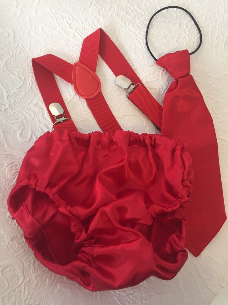 Baby Boy 1st Birthday Outfit, Cake Smash Boy Outfit, Red Diaper Cover, Bow tie and Suspender, First Birthday Boy, 1st Smash Outfit