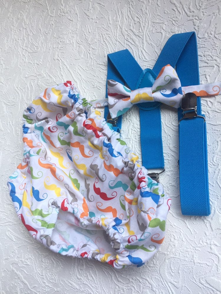 Mr Onederful Cake Smash Boy Outfit, white Diaper Cover, Bow tie and Suspender, 1st Birthday Boy, Bowtie baby outfit, Bowtie birthday outfit,