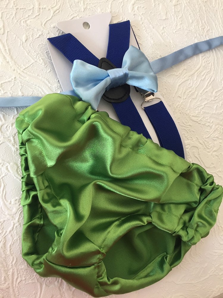 Monsters inspired Smash Cake Boy First Birthday blue cotton Diaper Cover, royal blue Suspenders,green lime bow tie first birthday outfit