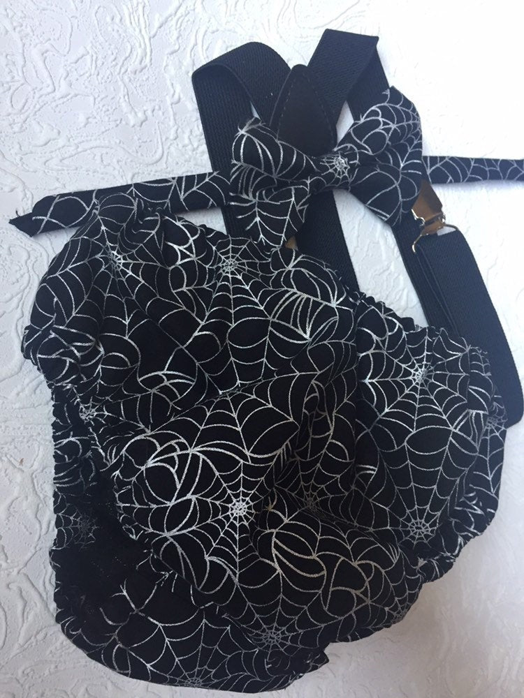 1st Birthday boy cake smash Outfit Bow tie bloomers Suspenders halloween cake smash, boy outfit,bloomers,diaper cover, spiderweb cake smash