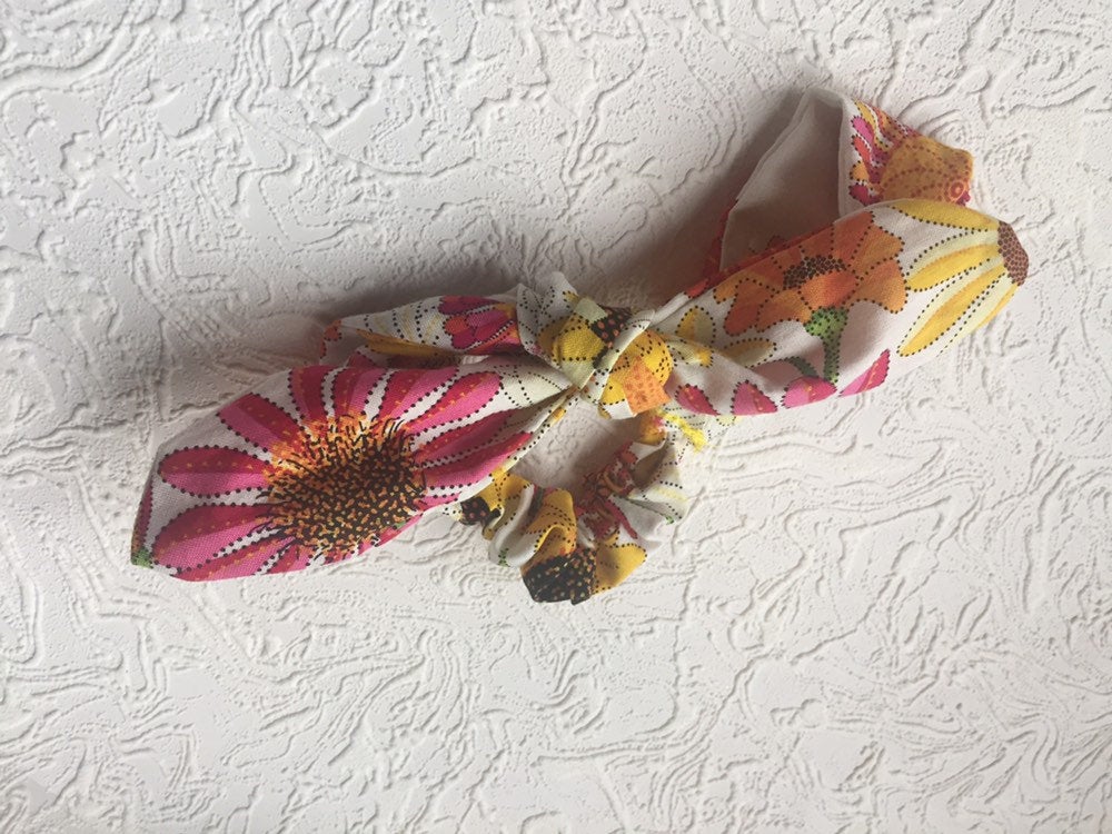 Flower Headband for All Ages - Stretchy and Adjustable - flower Tie Headband - floral Birthday Outfit - summer Headband