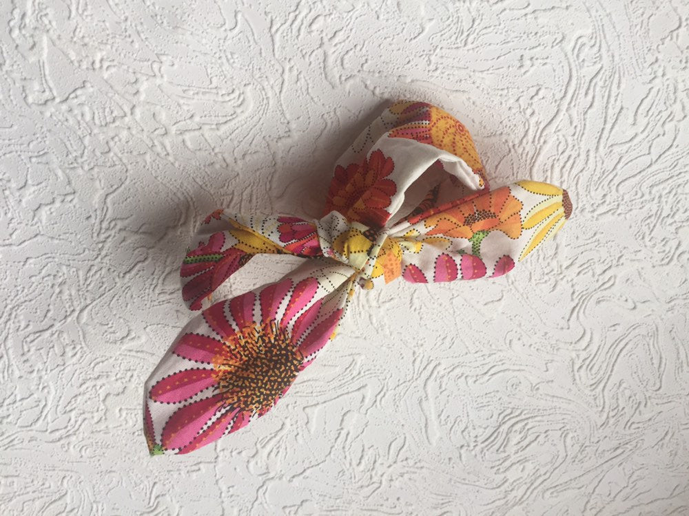 Flower Headband for All Ages - Stretchy and Adjustable - flower Tie Headband - floral Birthday Outfit - summer Headband