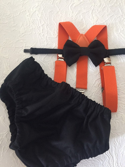 Boy Cake Smash Outfit, Halloween Cake Smash Outfit, Orange and Black Cake Smash, October Birthday, Boys 1st Birthday, Birthday Outfit