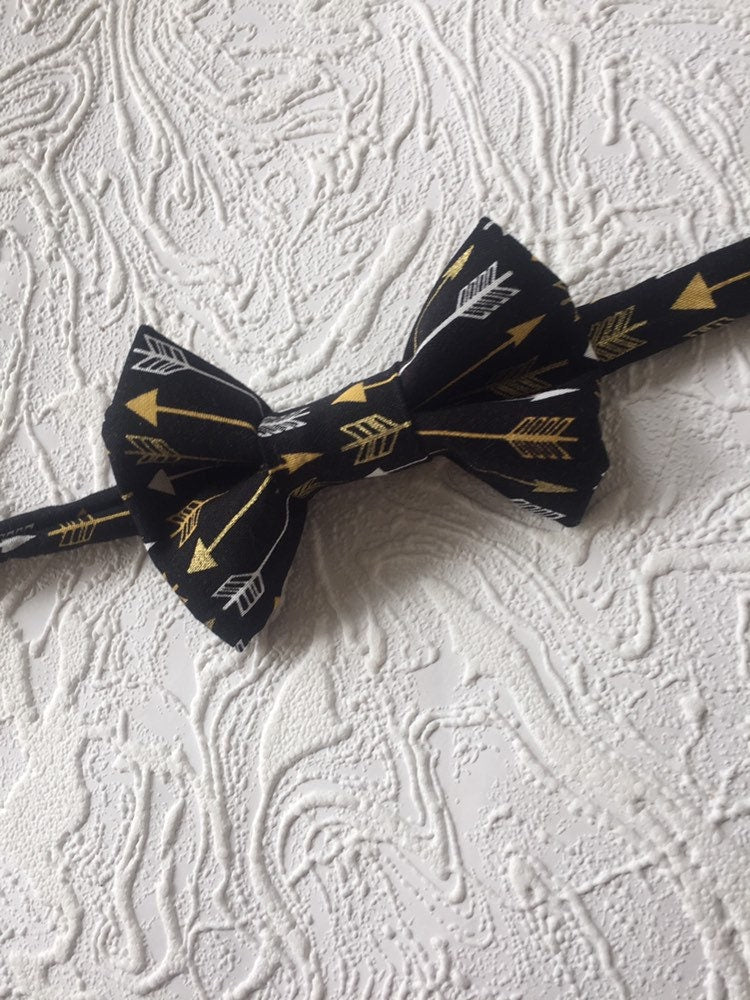 Arrow Bow Tie, Black and gold Bow, Kids Bow Tie, Bowtie, silver bow tie, Mens Bow Tie, Toddler Bow Tie, wild one bow tie