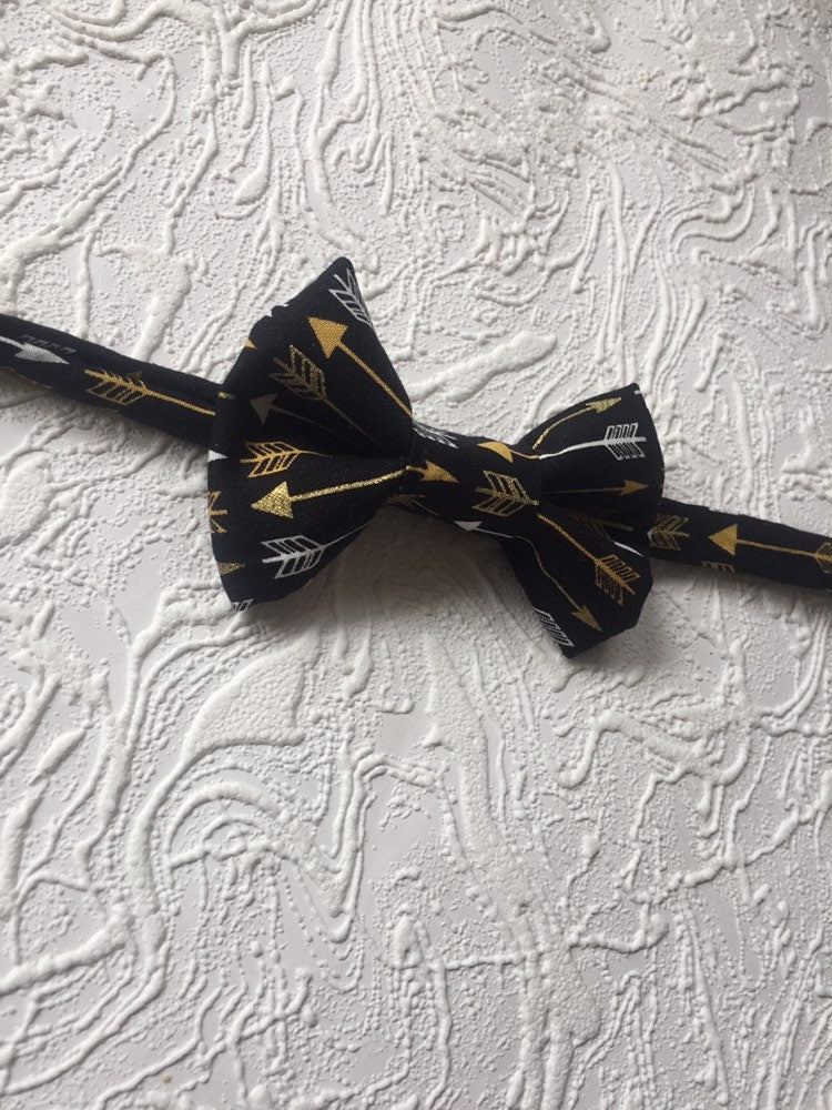 Arrow Bow Tie, Black and gold Bow, Kids Bow Tie, Bowtie, silver bow tie, Mens Bow Tie, Toddler Bow Tie, wild one bow tie