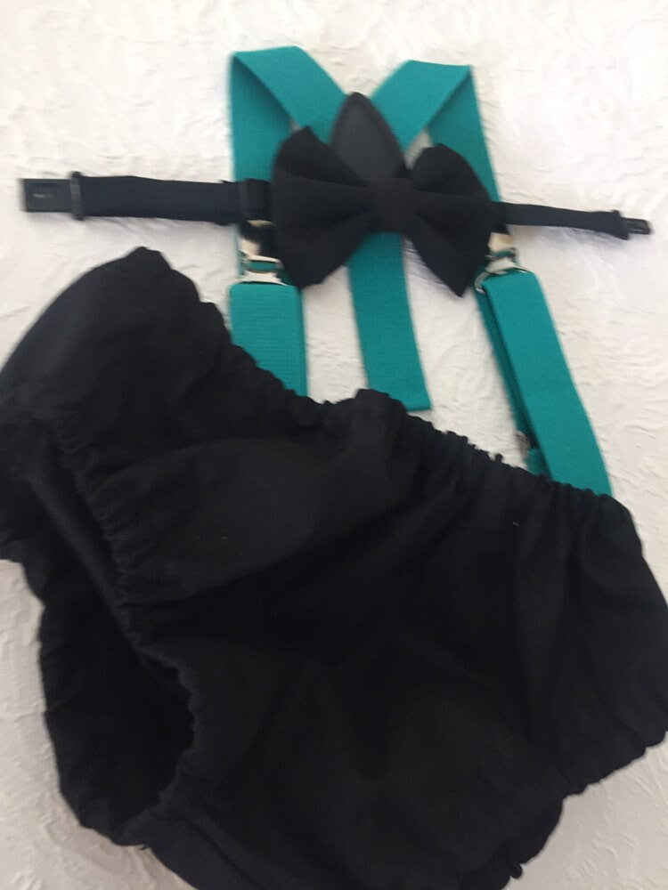 Baby Boy Green Cake Smash Outfit -- Baby Boy First Birthday Outfit aqua turquoise cake smash set