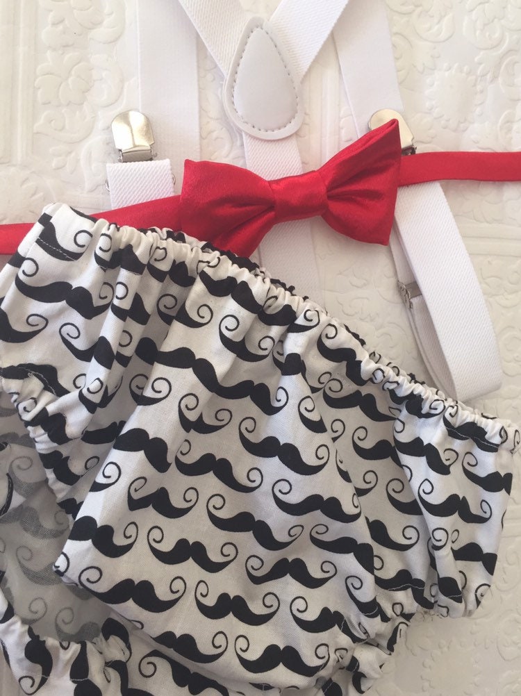 Mr Onederful Cake Smash Boy Outfit, Black Diaper Cover, Bow tie and Suspender, 1st Birthday Boy, Bowtie baby outfit, Mustache Print 3 Piece
