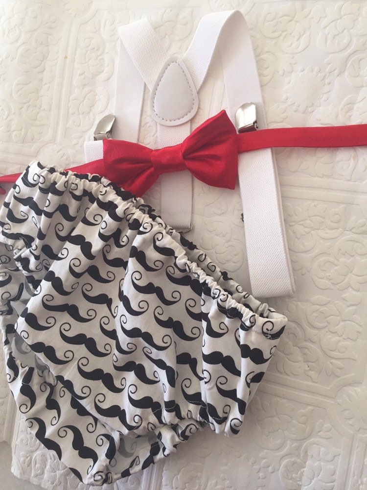 Mr Onederful Cake Smash Boy Outfit, Black Diaper Cover, Bow tie and Suspender, 1st Birthday Boy, Bowtie baby outfit, Mustache Print 3 Piece