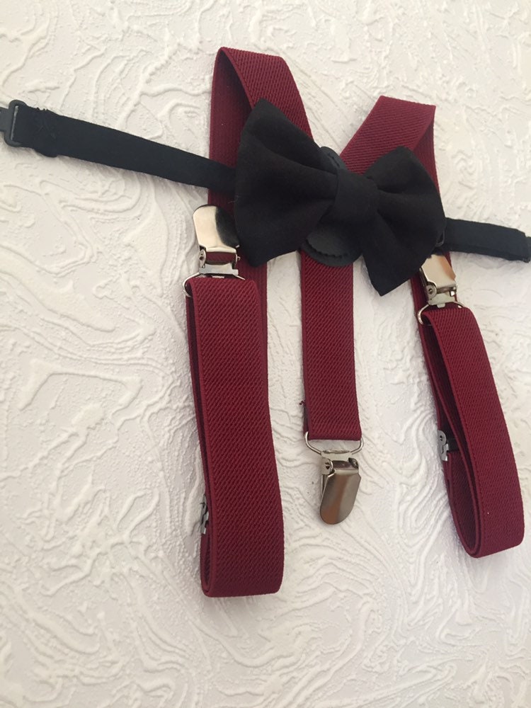 Burgundy bow tie and suspenders, Burgundy suspenders, burgundy bowtie, suspenders and bowtie, bowtie and suspenders, burgundy bow tie, baby