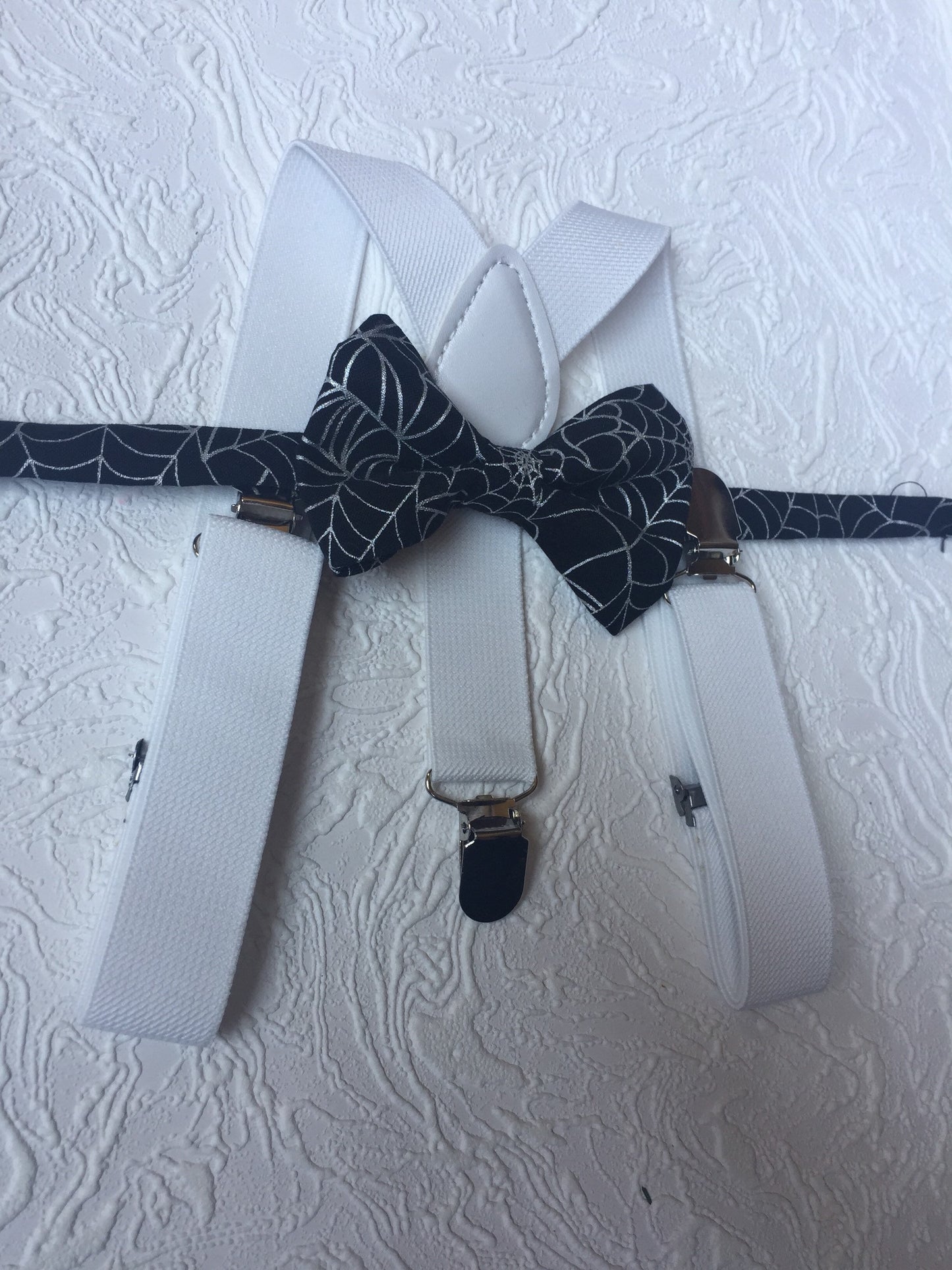 Halloween Bow Tie and white Suspender set -Bow Tie and Suspender Set for Baby,Toddler and Boys, Suspender and bow tie set