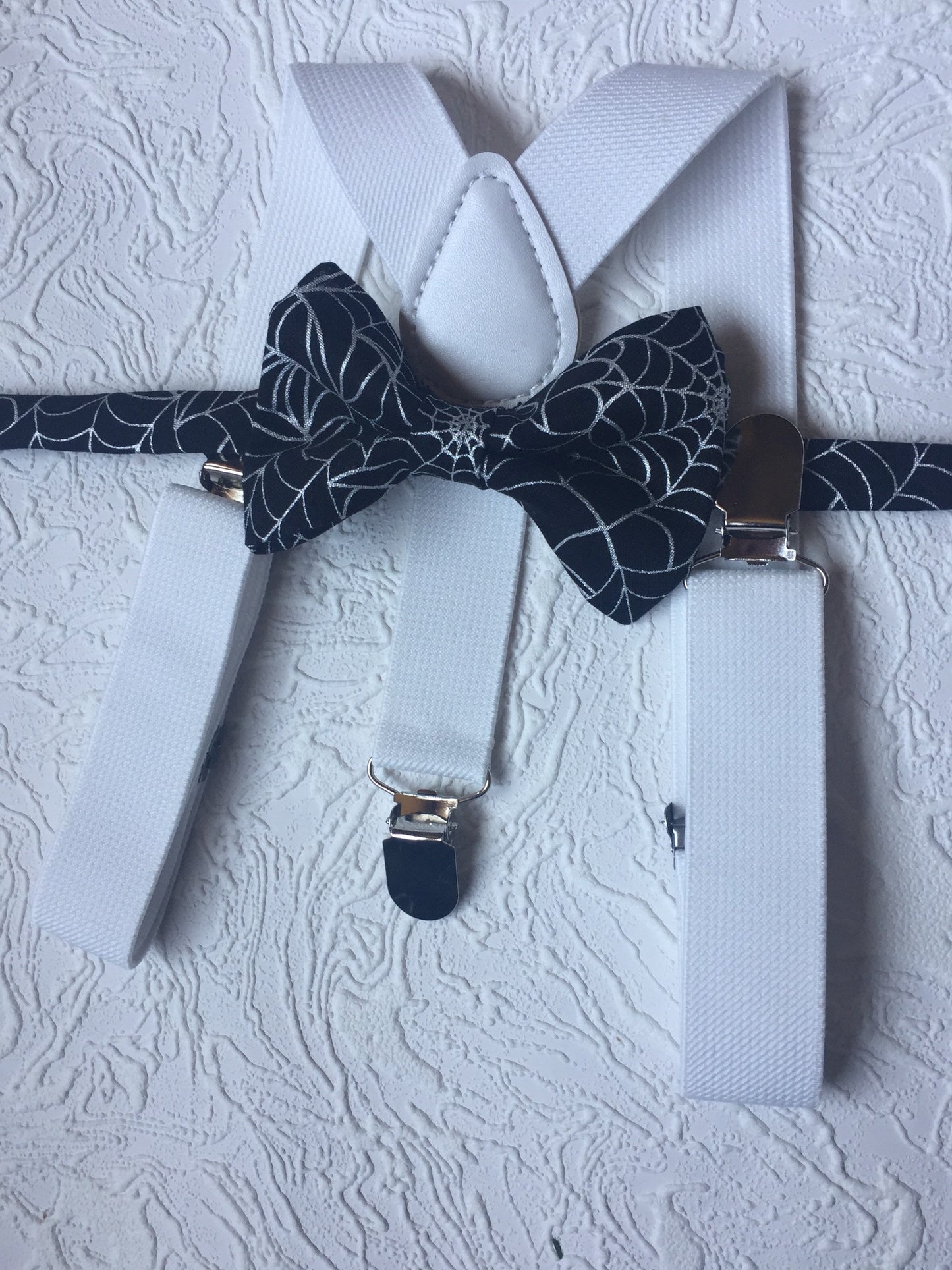 Halloween Bow Tie and white Suspender set -Bow Tie and Suspender Set for Baby,Toddler and Boys, Suspender and bow tie set