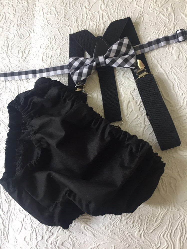 Boy Cake Smash Outfit, Boy 1st Birthday, 1st Birthday, Milestone Pictures, Boy 1st Birthday Outfit, Black Plaid Cake Smash Set
