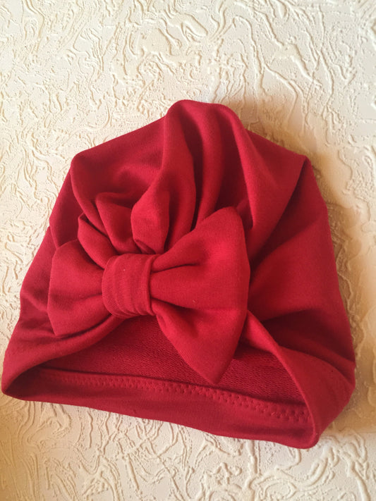 Infant Turban /baby turban / baby girl turban hat/ knot turban/ knotted hat/ knotted Turban/ newborn turban hat/ red turban - Red