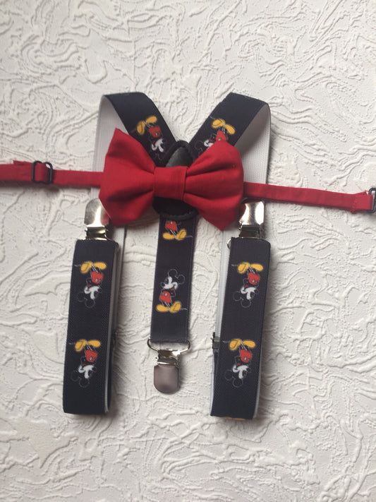 Bow Tie & Suspenders, Red Bow Tie, Black Suspenders, Wedding Suspenders, Ring Bearer Outfit, boys Suspenders, Boy Suspenders, Birthday