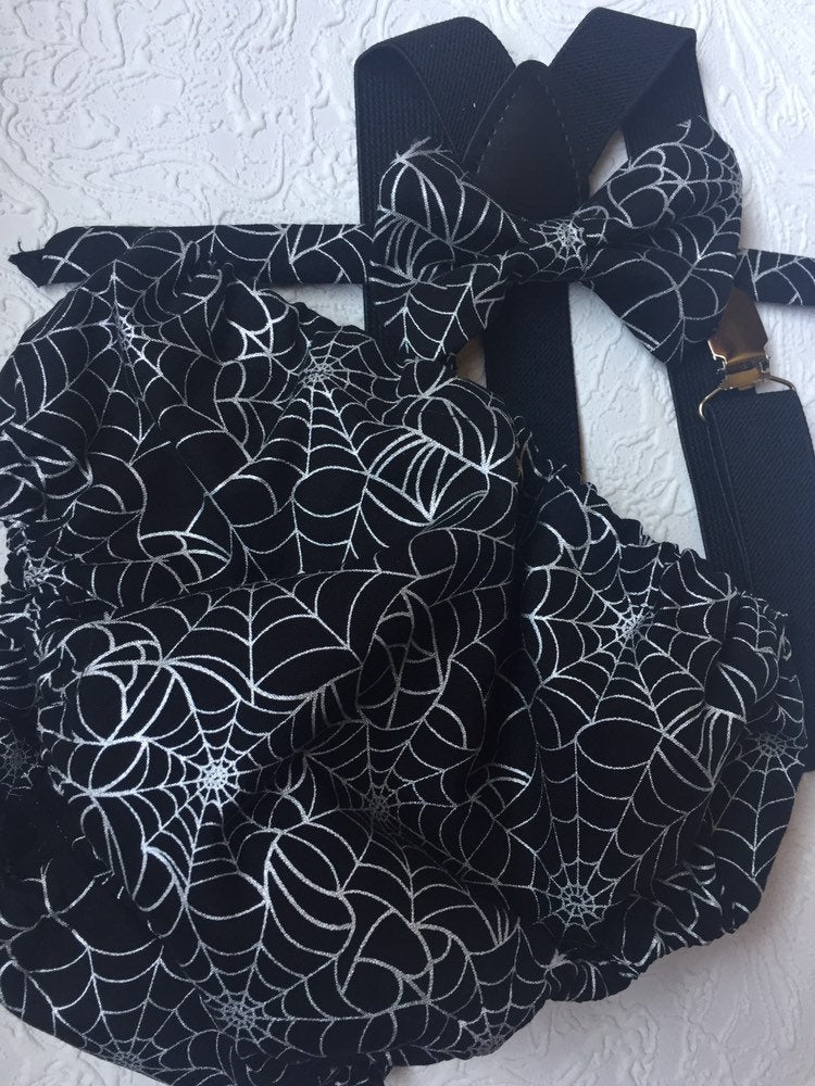 1st Birthday boy cake smash Outfit Bow tie bloomers Suspenders halloween cake smash, boy outfit,bloomers,diaper cover, spiderweb cake smash