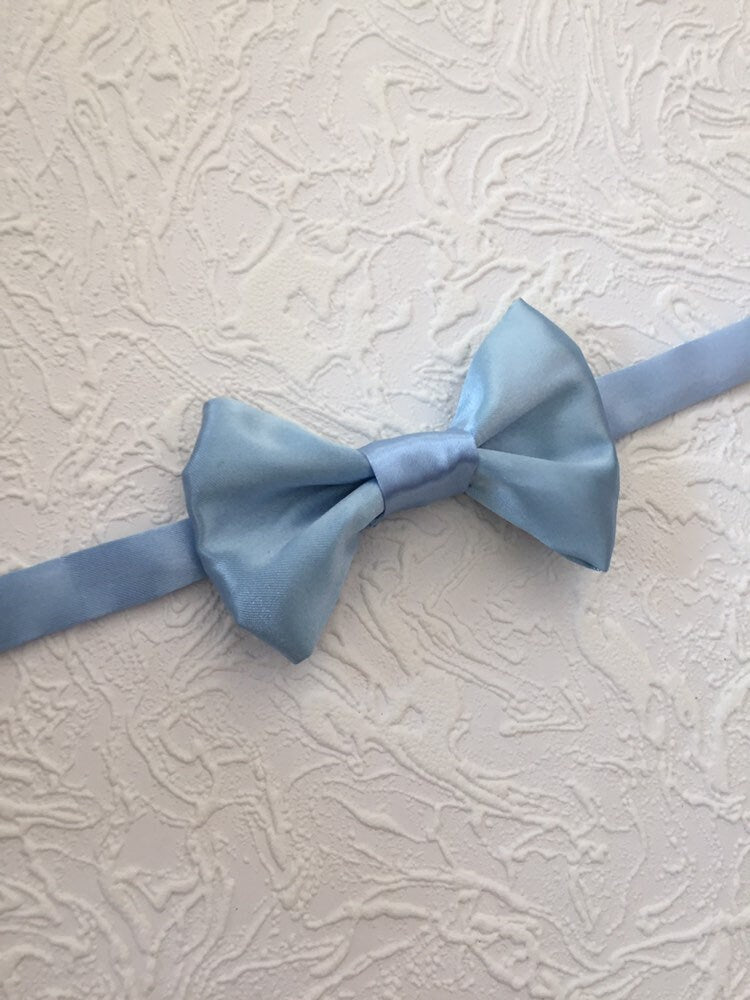 Pale Blue Bow tie for Men, Light Blue Bow tie, satin Blue bow tie, Blue Bow tie, Baby Blue Bow tie, Baby Blue Bow tie, Kid's Blue Bow tie