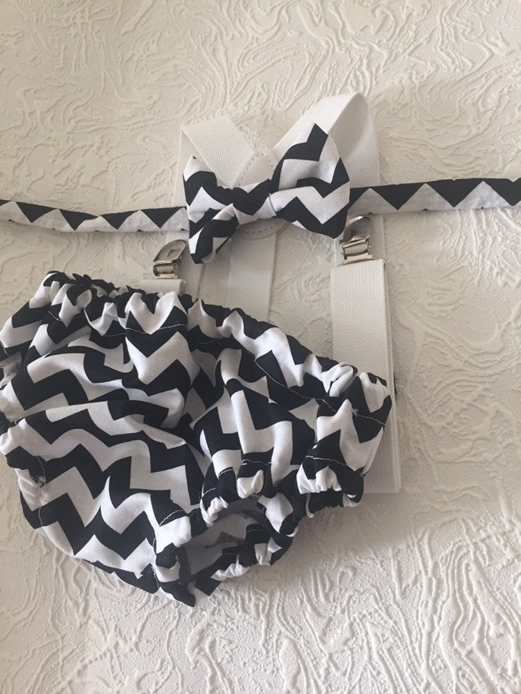 Boy Cake Smash Outfit, Boy Cake Smash, Boy 1st Birthday Set, Cake Smashing Outfit, 1st Birthday, 1st Birthday, Black and White Chevron