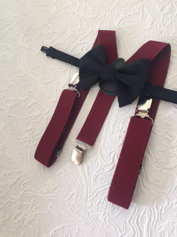 Burgundy bow tie and suspenders, Burgundy suspenders, burgundy bowtie, suspenders and bowtie, bowtie and suspenders, burgundy bow tie, baby