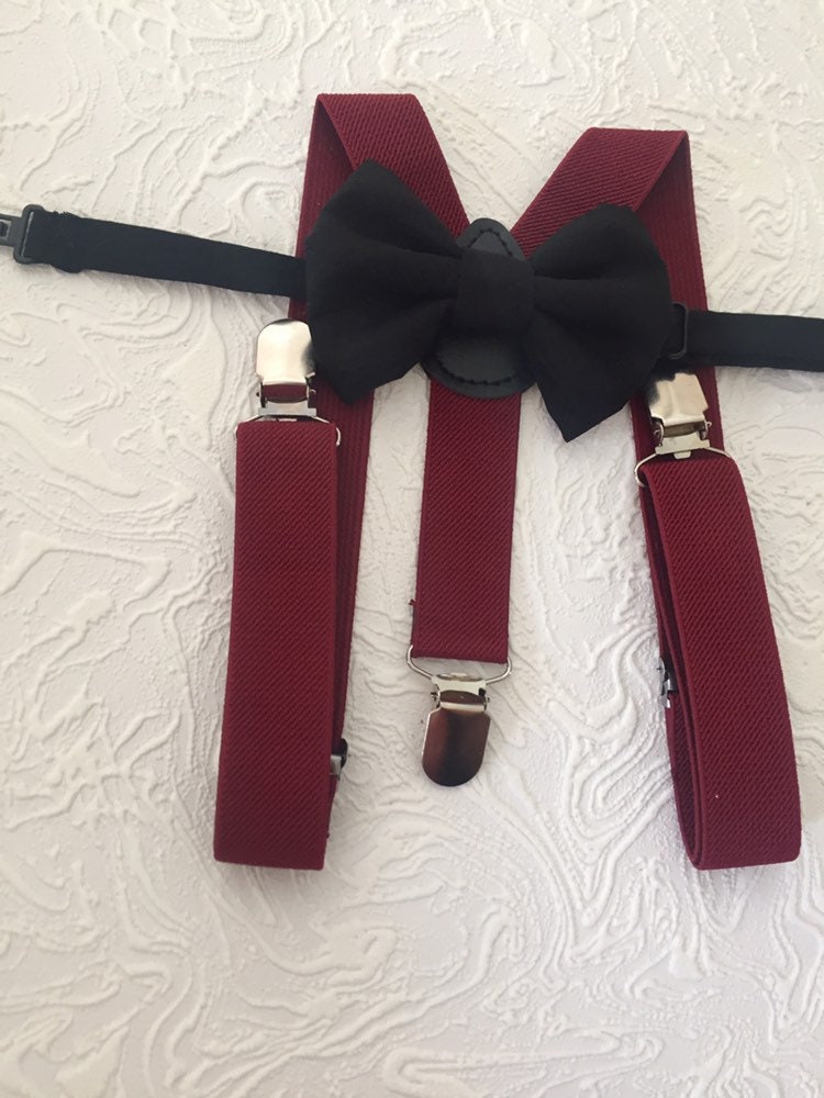 Burgundy bow tie and suspenders, Burgundy suspenders, burgundy bowtie, suspenders and bowtie, bowtie and suspenders, burgundy bow tie, baby