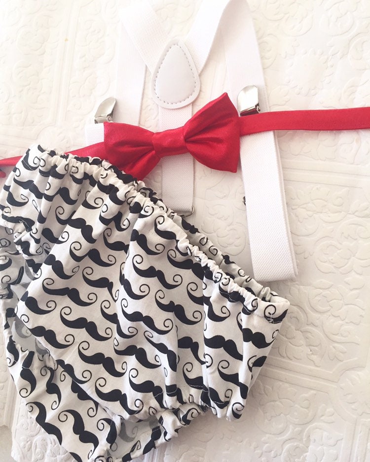 Mr Onederful Cake Smash Boy Outfit, Black Diaper Cover, Bow tie and Suspender, 1st Birthday Boy, Bowtie baby outfit, Mustache Print 3 Piece