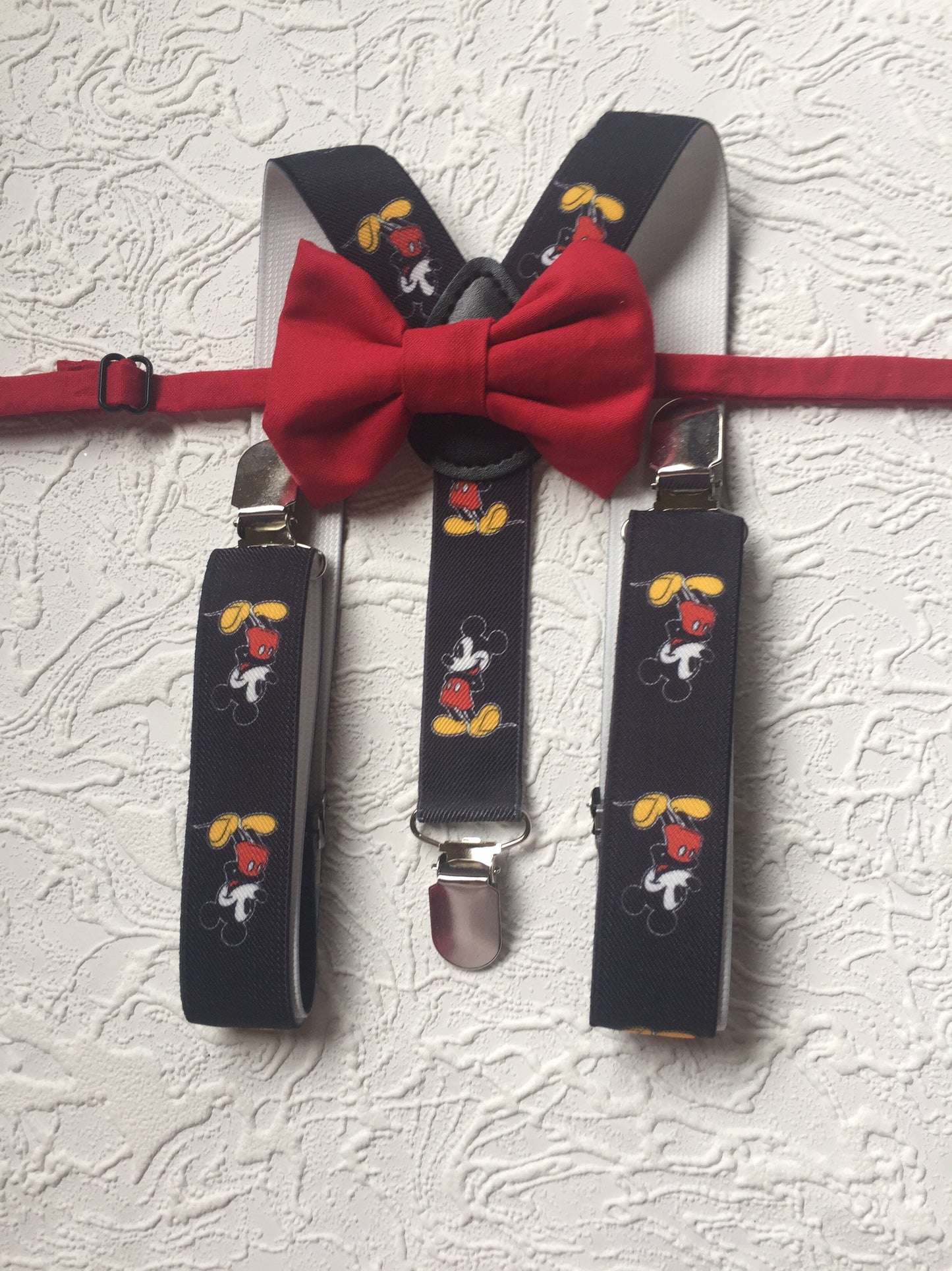 Bow Tie & Suspenders, Red Bow Tie, Black Suspenders, Wedding Suspenders, Ring Bearer Outfit, boys Suspenders, Boy Suspenders, Birthday