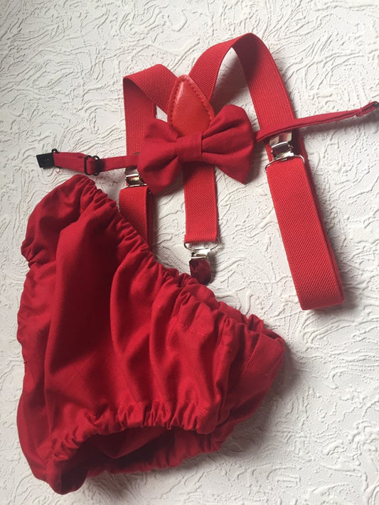 red cake smash outfit boy, red boys bow tie, red bow tie, smash cake outfit boy, red diaper cover bow tie, red baby bow tie, red suspenders