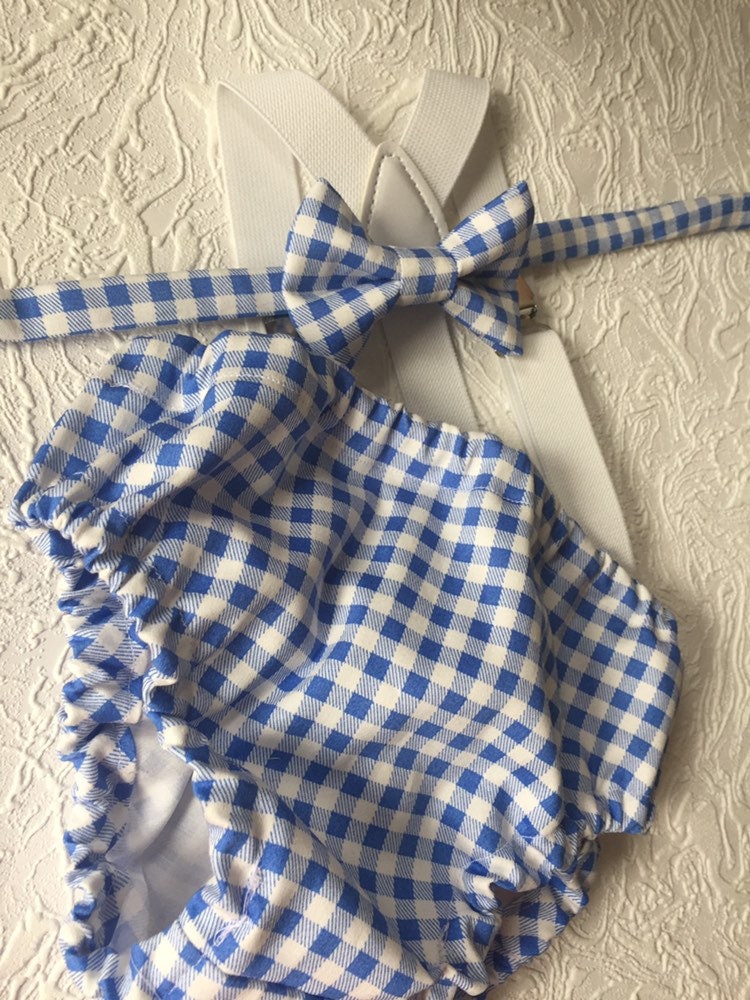 Blue plaid Diaper Cover, Blue Plaid First Birthday Outfit, blue Cake Smash, First Birthday Boy