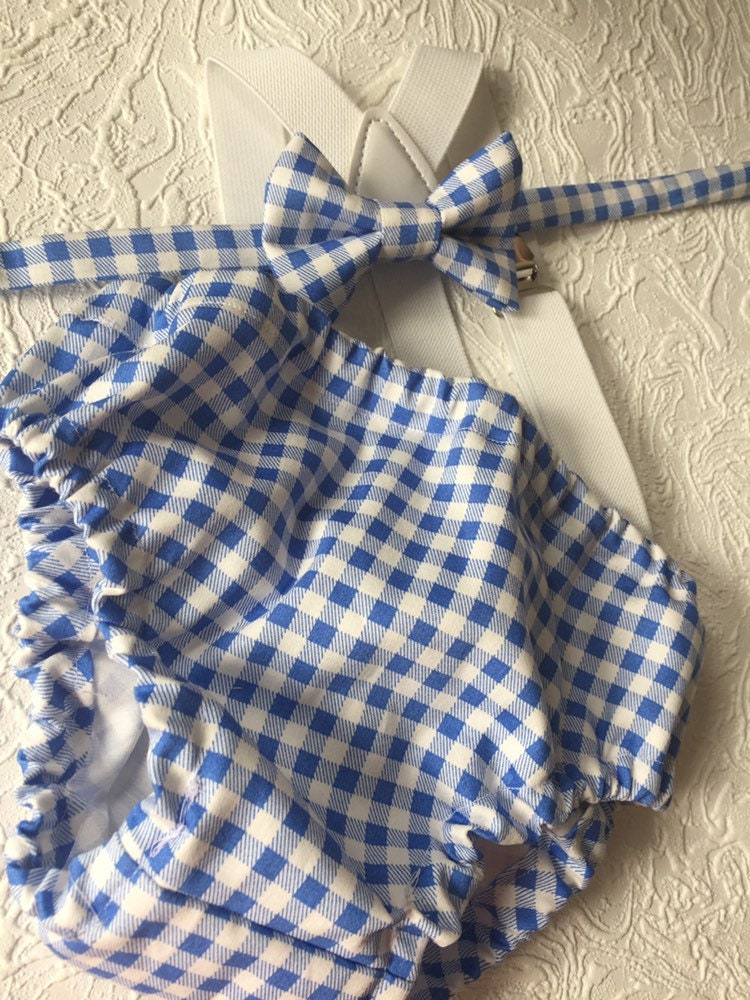 Blue plaid Diaper Cover, Blue Plaid First Birthday Outfit, blue Cake Smash, First Birthday Boy