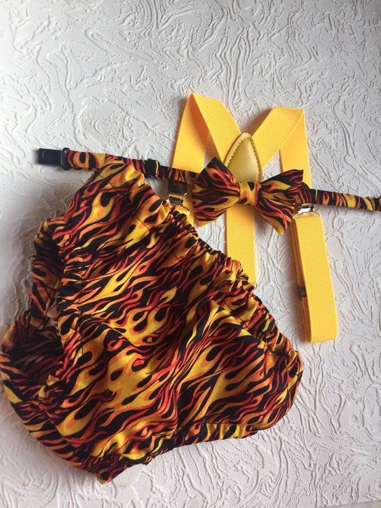 First Birthday Cake Smash Outfit Racing car Red Black yellow Car flames Diaper Cover bow Tie for Baby Boy racing cake smash