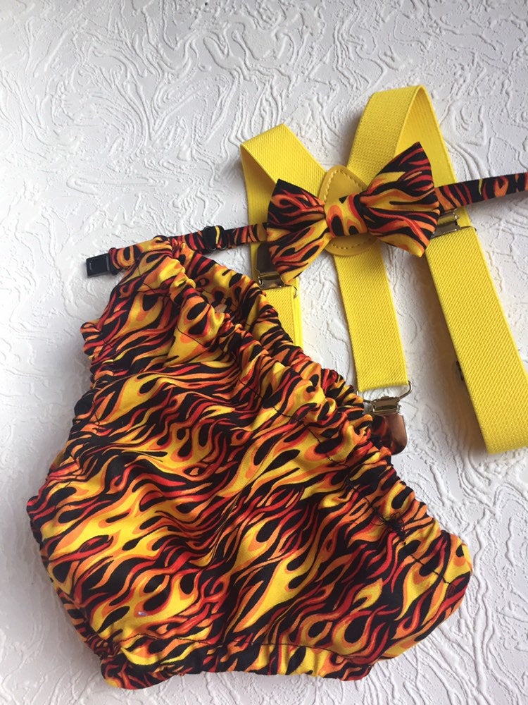 First Birthday Cake Smash Outfit Racing car Red Black yellow Car flames Diaper Cover bow Tie for Baby Boy racing cake smash