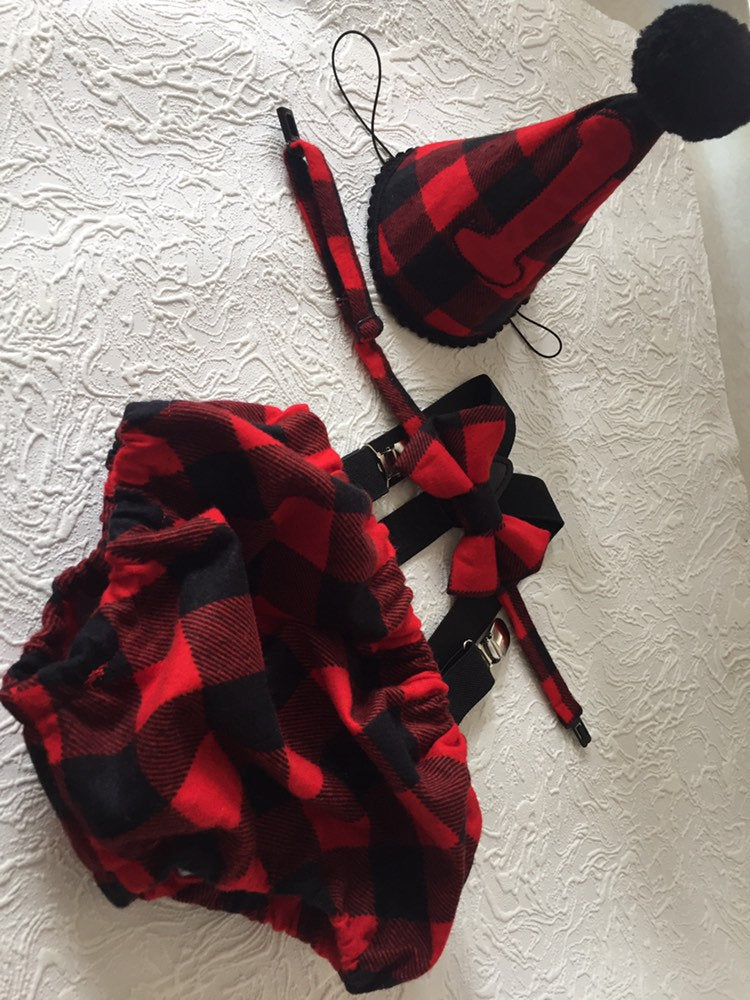 Cake Smash Outfit Boy Girl Buffalo Plaid Set or Buy the Piece Diaper Cover Bow Tie Suspenders Boys First 1st Birthday Lumberjack Photoshoot