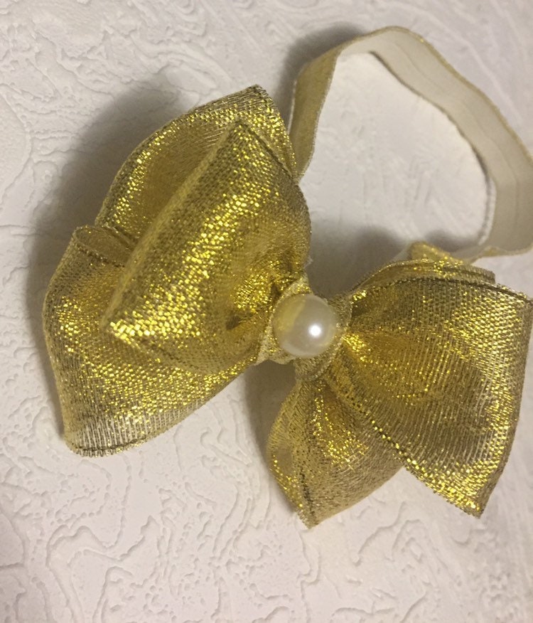 Simple gold baby headband, gold headband, Christmas headband, bow headband, Christmas baby headband, gold sparkle headband, gold bow