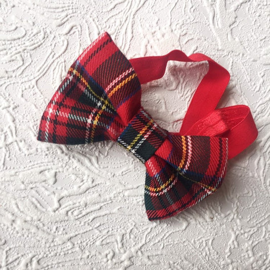 Ted tartan bow, red hair bow, red glitter bow, tartan bow , gold hair bow, girls hair accessories, baby bow , christmas bow,