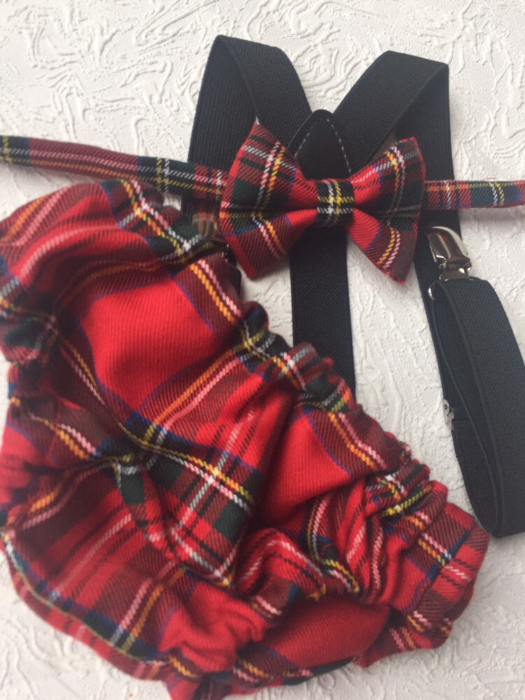 Cake Smash Outfit Boy Girl Buffalo Plaid Set or Buy the Piece Diaper Cover Bow Tie Suspenders Boys First 1st Birthday Tartan Photoshoot