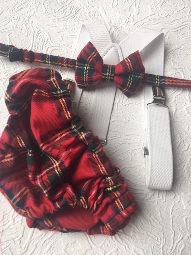 Cake Smash Outfit Boy Girl Buffalo Plaid Set or Buy the Piece Diaper Cover Bow Tie Suspenders Boys First 1st Birthday Tartan Photoshoot