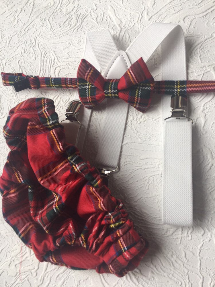 Cake Smash Outfit Boy Girl Buffalo Plaid Set or Buy the Piece Diaper Cover Bow Tie Suspenders Boys First 1st Birthday Tartan Photoshoot