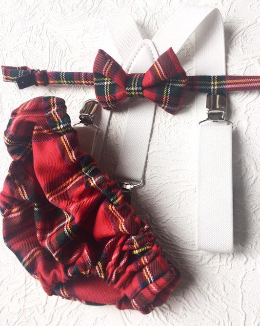 Cake Smash Outfit Boy Girl Buffalo Plaid Set or Buy the Piece Diaper Cover Bow Tie Suspenders Boys First 1st Birthday Tartan Photoshoot