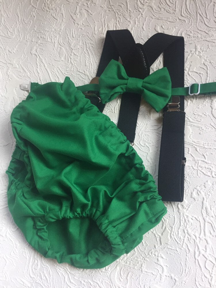 3 Piece Emerald Green Cake Smash Outfit - 1st Birthday Set
