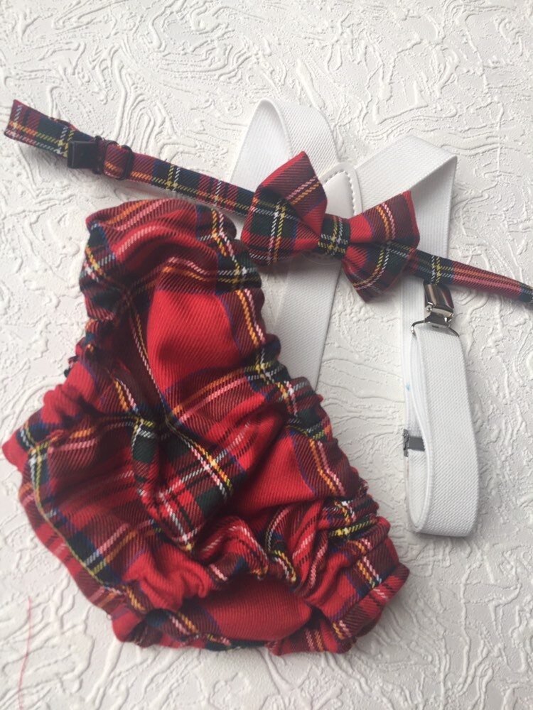 Cake Smash Outfit Boy Girl Buffalo Plaid Set or Buy the Piece Diaper Cover Bow Tie Suspenders Boys First 1st Birthday Tartan Photoshoot