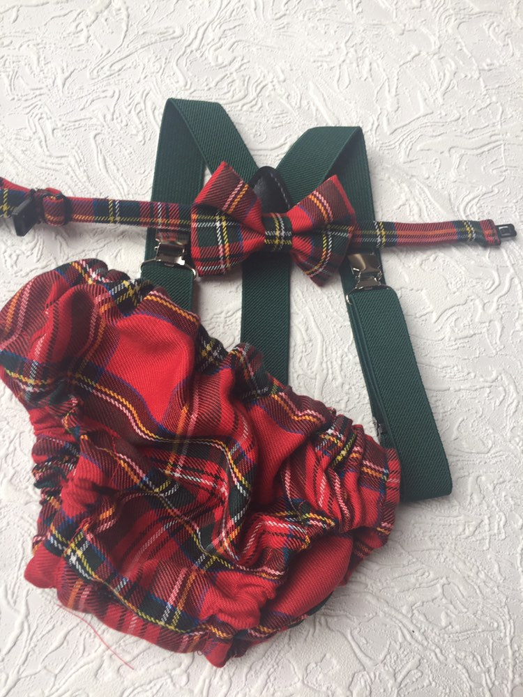 Cake Smash Outfit Boy Girl Buffalo Plaid Set or Buy the Piece Diaper Cover Bow Tie Suspenders Boys First 1st Birthday Tartan Photoshoot