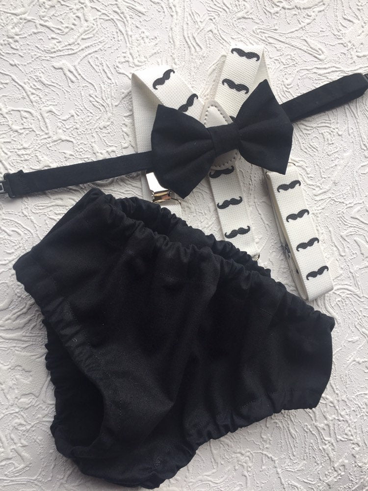 Cake Smash Boy Outfit, Birthday Boy, Black Diaper Cover, Bowtie, Suspender, First Birthday Boy, Boys 1st Birthday