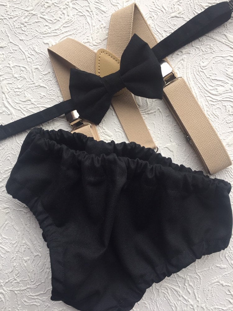 Cake Smash Boy Outfit, Birthday Boy, Black Diaper Cover, Bowtie, Suspender, First Birthday Boy, Boys 1st Birthday