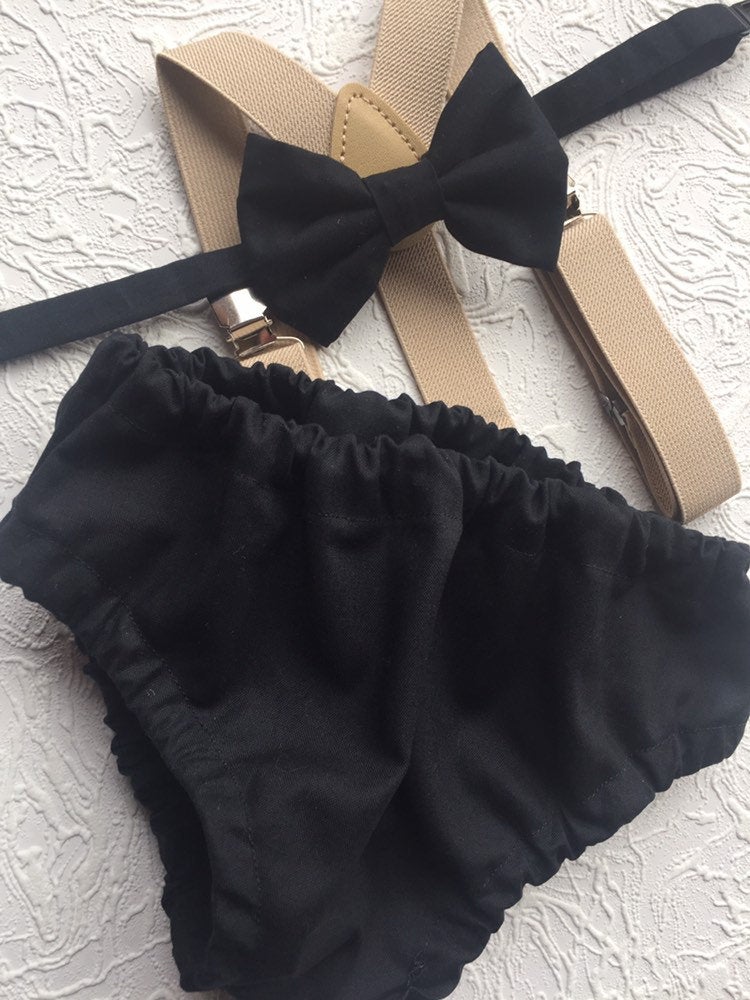 Cake Smash Boy Outfit, Birthday Boy, Black Diaper Cover, Bowtie, Suspender, First Birthday Boy, Boys 1st Birthday