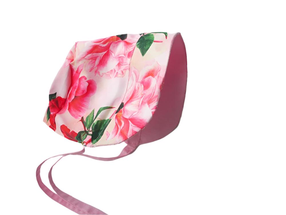 watercolour flower satin bonnet