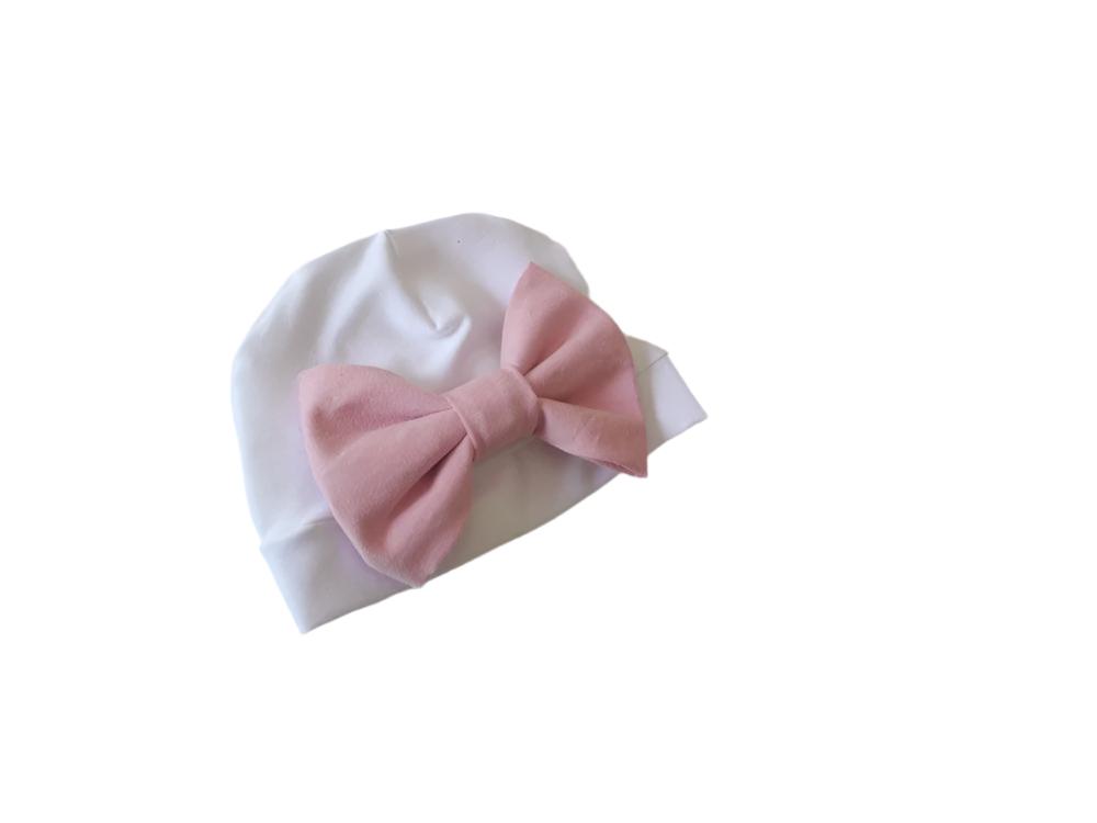 Baby girl newborn hospital hat with choice of bow colour