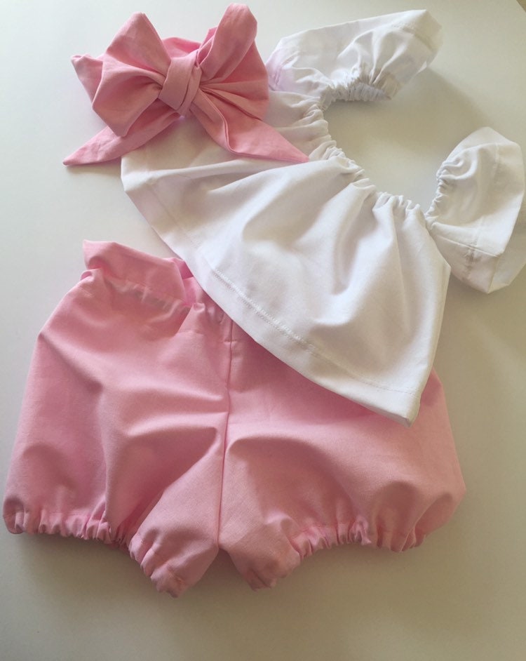 Baby girl set, pink pastel outfit, silk satin, Toddler sets, Baby girl, Shorts and Crop Top, 1st Birthday outfit, Girl clothes, off shoulder