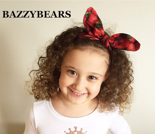 Knotted Headband | Handmade Mommy and Me Head Tie | Strawberries | Strawberry | Strawberry headwrap | Red | Baby Girl | Adult Women