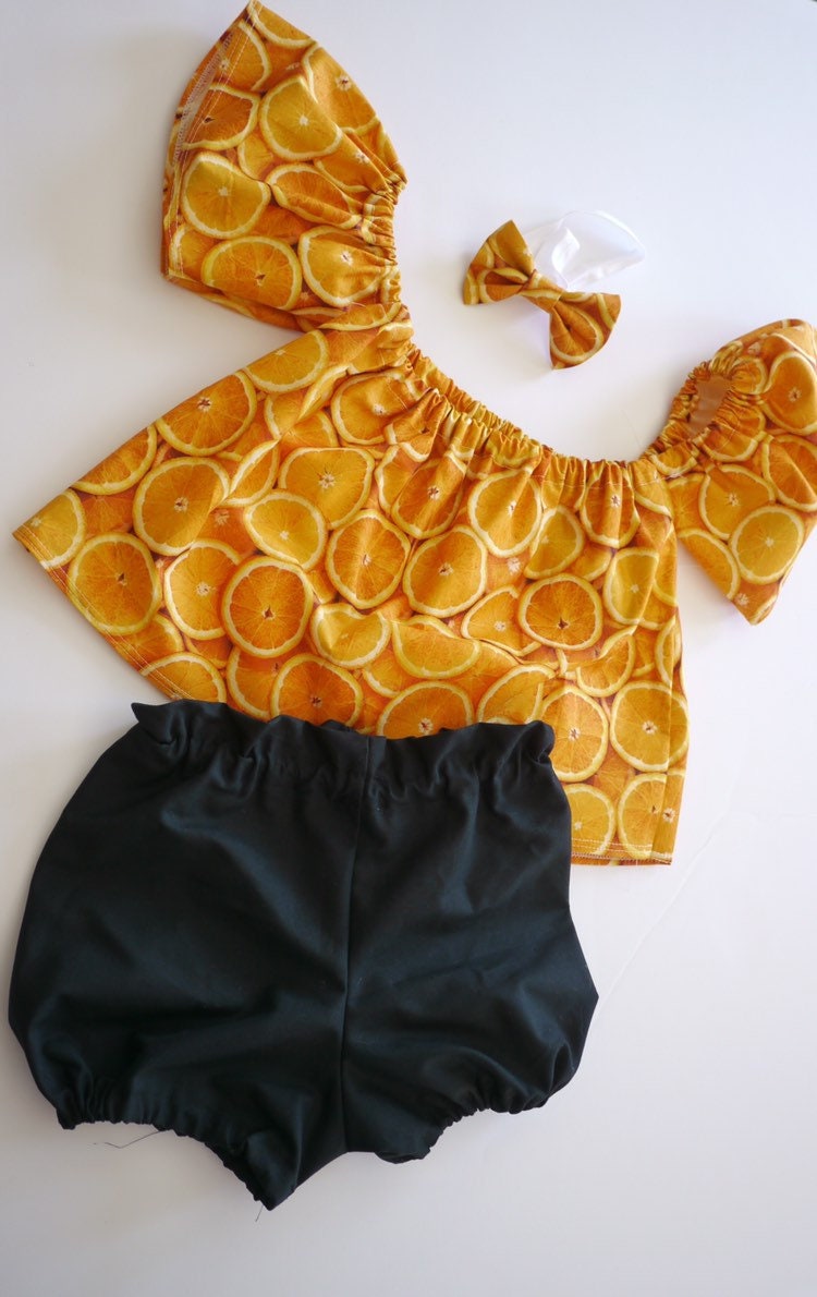 Baby Girl Set, Baby girl clothes, Baby outfit, baby sunsuit, Photography prop, Fruit, Orange, Birthday outfit,baby shower gift,summer baby