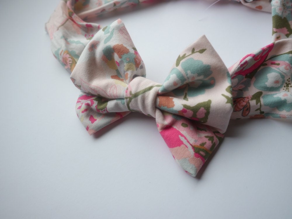 Baby Girl Bows Headbands - Baby Bows Clips - Spring Headbands Bows - Easter Headbands - Cotton Headbands for Babies - Floral Pink Baby Bow